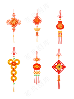 手绘红色中国风喜庆中国结挂饰元,免抠元素