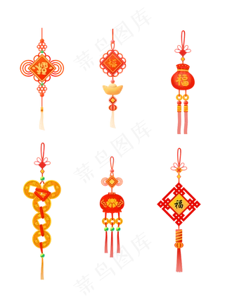 手绘红色中国风喜庆中国结挂饰元,免抠元素