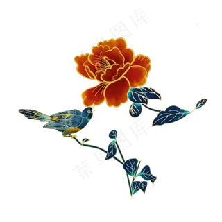 手绘国潮花鸟,免抠元素