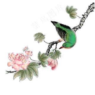 水墨花鸟花朵花卉,免抠元素