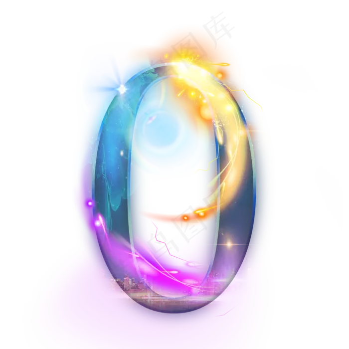 城市光效数字0(2000X2000(DPI:300))psd模版下载
