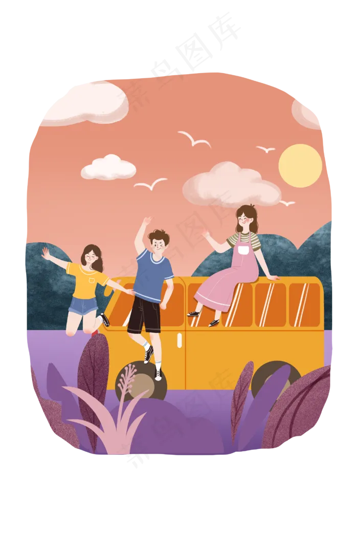 青年节青年人物装饰画,免抠元素(3000X4500(DPI:300))psd模版下载