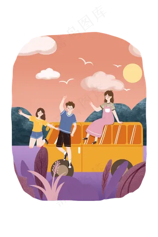 青年节青年人物装饰画,免抠元素