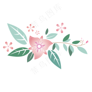 水彩绘扶桑花花环矢量