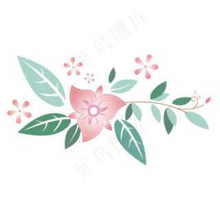 水彩绘扶桑花花环矢量