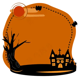 矢量扁平风万圣节边框对话框,免抠元素