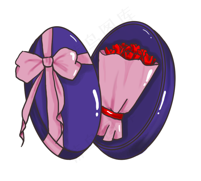 卡通花束礼物插画