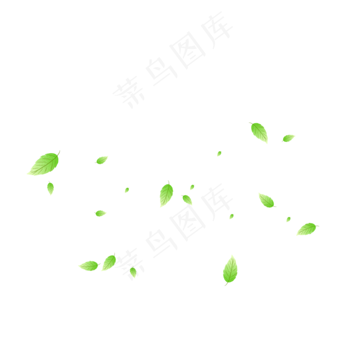 绿色散状飘飞的树叶,免抠元素
