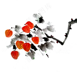 国画水墨荔枝妃子笑PNG鲜果水果