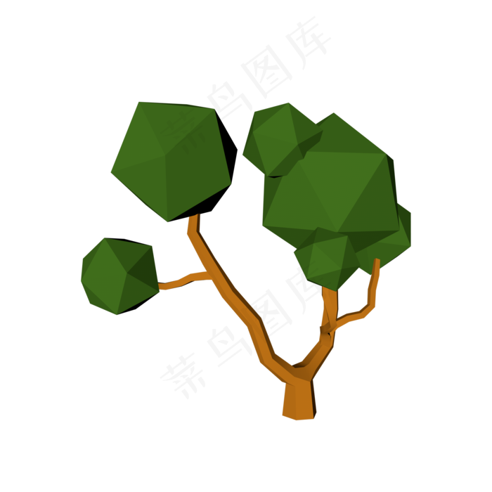 c4d植树节低面树木PNG免扣,免抠元素