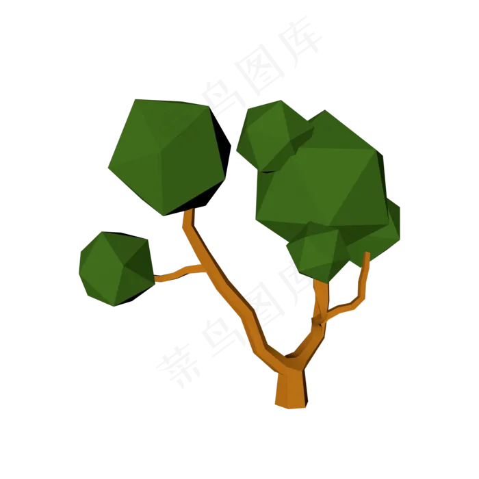 c4d植树节低面树木PNG免扣,免抠元素