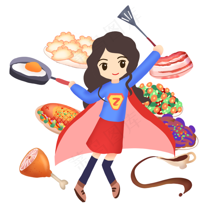超人妈妈为孩子做饭(2480X2480(DPI:299))psd模版下载