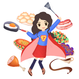 超人妈妈为孩子做饭
