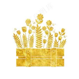 中国风传统烫金鲜花花纹装饰图之