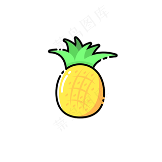 扁平简约菠萝卡通png素材