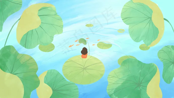 夏至荷叶池边清新风(2880*1620px 300 dpi )psd模版下载