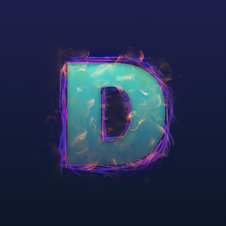 火焰蓝色炫光大写字母D