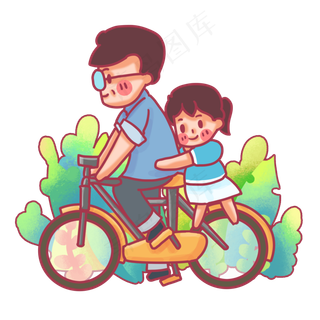 坐在父亲背后的温馨