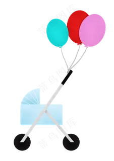 蓝色儿童节推车