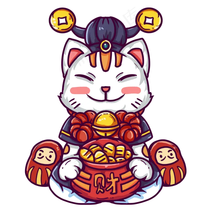 送财的开心招财猫(2000X2000(DPI:300))psd模版下载