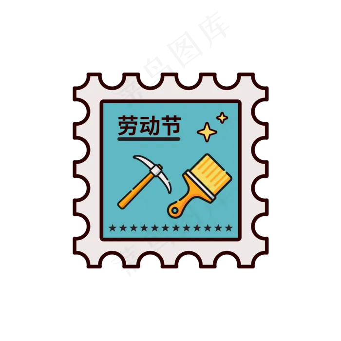 五一劳动节工具扁平邮票(2000X2000(DPI:72))psd模版下载