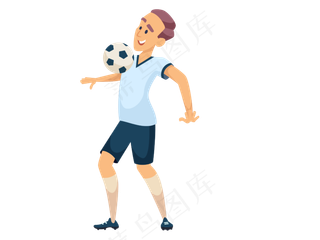 卡通手绘踢足球少年,免抠元素