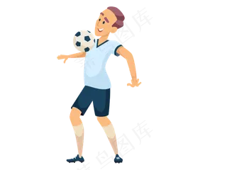 卡通手绘踢足球少年,免抠元素