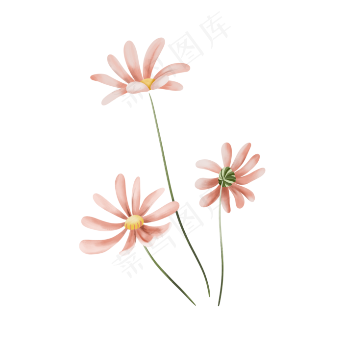 水彩花朵手绘元素(2000X2000(DPI:300))psd模版下载