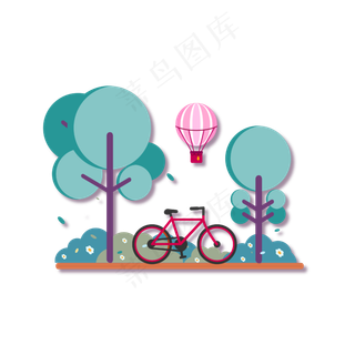 矢量手绘卡通自行车,免抠元素