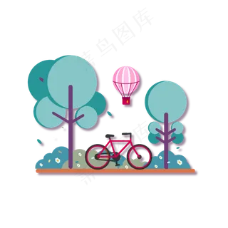 矢量手绘卡通自行车,免抠元素