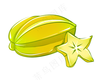 黄色圆弧水果杨桃