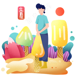 夏季吃冰淇淋女孩