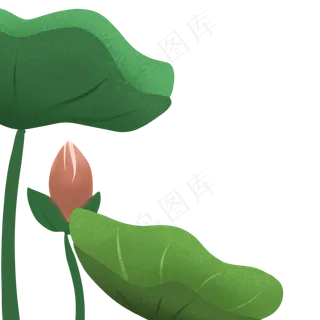 叶子装饰的卡通花朵