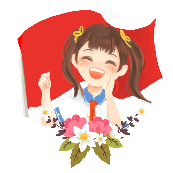八一欢庆建军节女孩png素材(2000X2000(DPI:300))psd模版下载