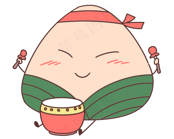 打鼓的可爱粽子插画
