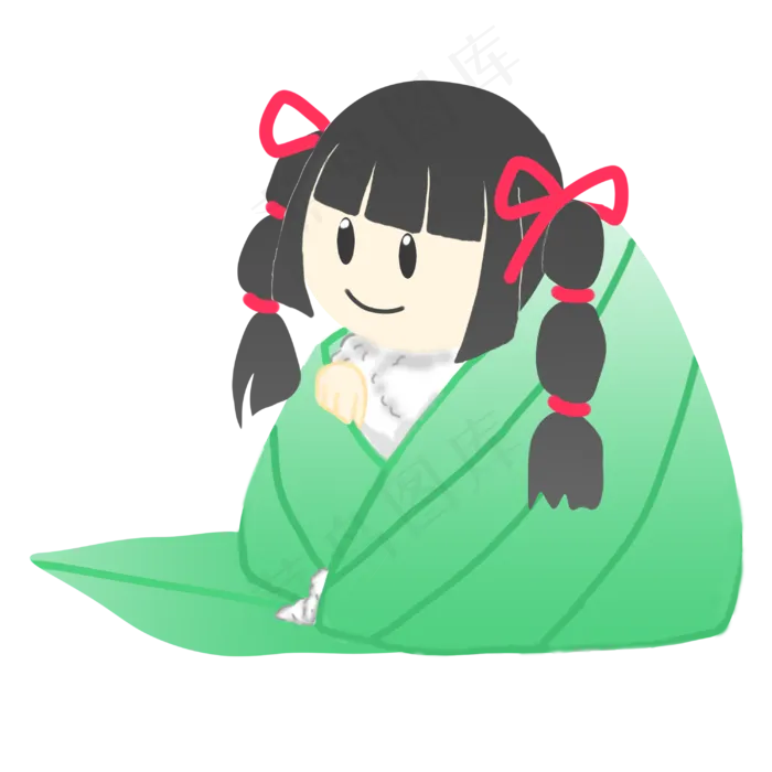端午绿色卡通粽子娃娃免抠PNG(3000X3000(DPI:300))psd模版下载