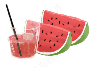 处暑夏天西瓜主题,免抠元素