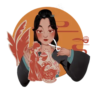 中国风国潮少女美人剪纸传统文化