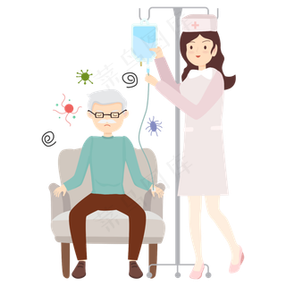 生病老人输液矢量图