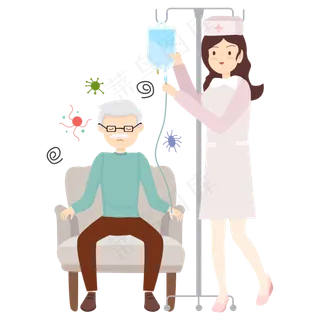 生病老人输液矢量图