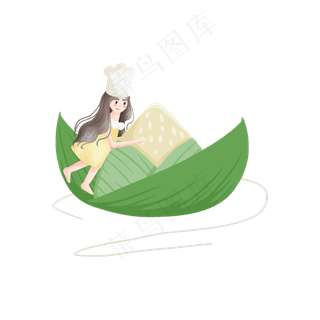 端午节包粽子的女孩