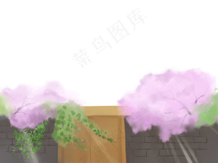春天桃花红花春光院子墙PNG绿(4000X3000(DPI:300))psd模版下载