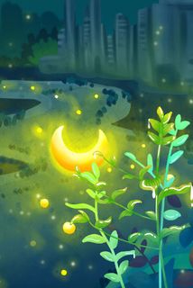 晚安月亮夏夜户外发光星光