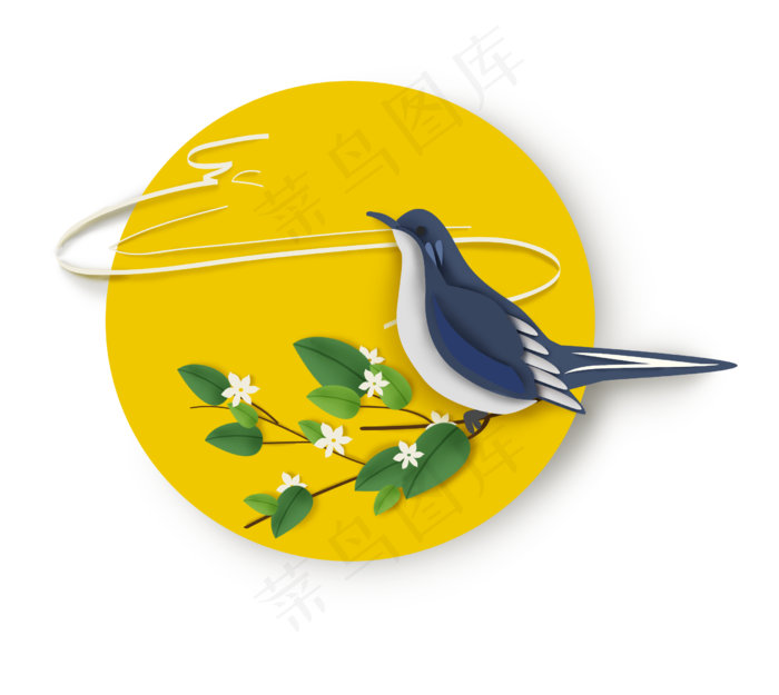 七夕情人节喜鹊和月亮,免抠元素