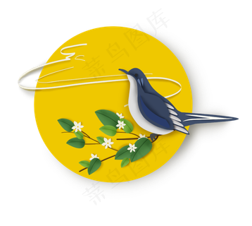 七夕情人节喜鹊和月亮,免抠元素