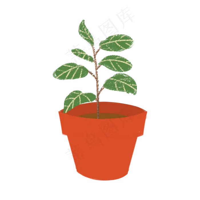 手绘绿色植物盆栽(1500X1500(DPI:300))psd模版下载