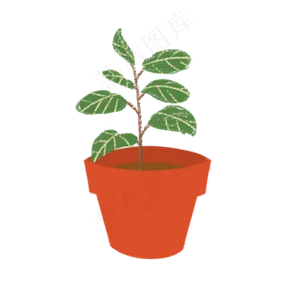 手绘绿色植物盆栽 手绘绿色植物盆栽