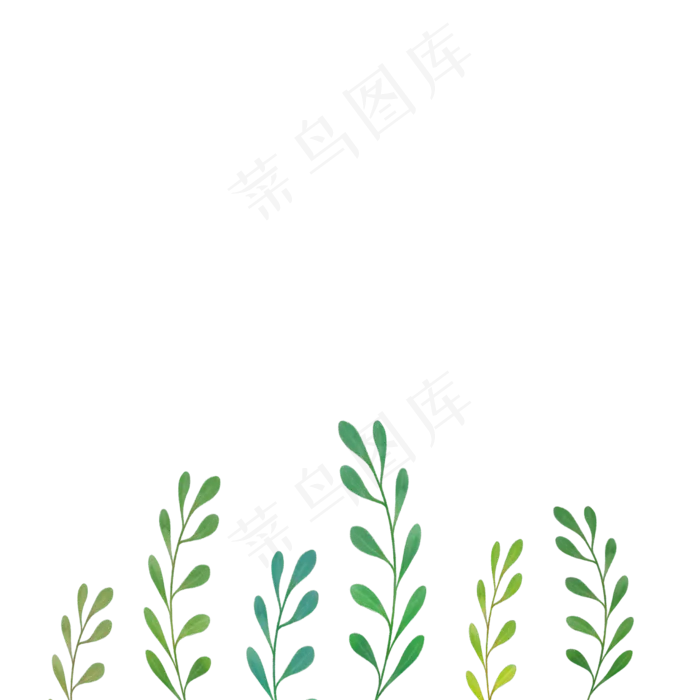 绿色叶子手绘植物绿叶花草,免抠元素