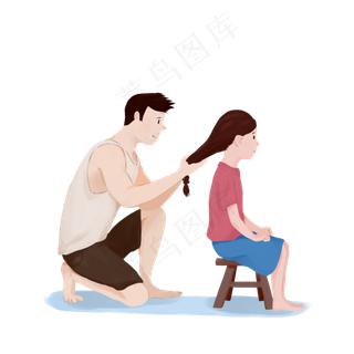 父亲给女儿梳辫子