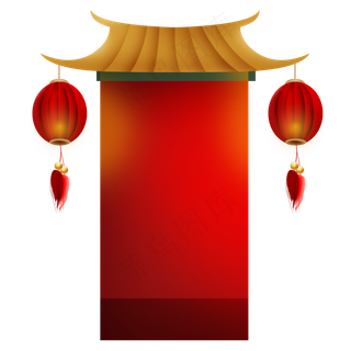 中国风建筑标签,免抠元素